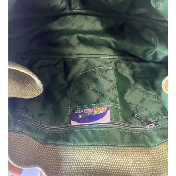 RARE Longchamp Idole Belted Green Floral Shoulder Bag Canvas Floral Vintage Y2K - Picture 9 of 11